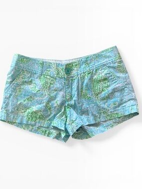 Lilly Pulitzer Light Blue & Green Paisley Bermuda Shorts